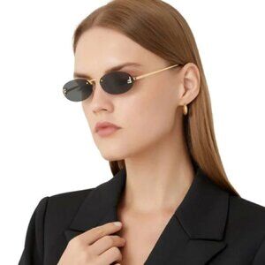 Fendi Unisex Casual Gold Frameless Blue Lens Sunglasses